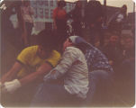 Tug of war international championship between Scottish Highlanders and Carroll Hawkeyes, The University of Iowa, October 27, 1977