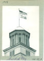 Swedish and American flags flying at top of Old Capitol dome, The University of Iowa, 1948