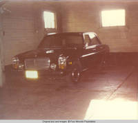 Car parked in barn