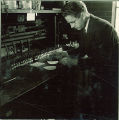Man using a dropper for an experiment, The University of Iowa, 1930s