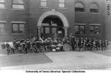 Military band playing at Armory entrance, The University of Iowa, 1913