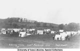 Cadets setting up tents at Camp Macbride, The University of Iowa, 1914