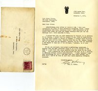 George Corey's letter to Helen Patricia (Patsy) Wilson suggesting how to collect more bookplates. 