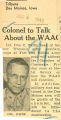 Colonel to talk about the WAAC