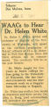 WAACs to hear Dr. Helen White