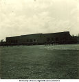 Soldiers in formation outside football stadium, The University of Iowa, 1950s