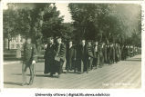 Cadet leading commencement procession on Pentecrest, The Univerisity of Iowa, June 12, 1918