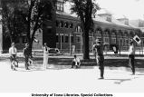 Semaphore flag signaling practice south of Old Armory, The University of Iowa, 1917
