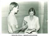 Janet Guthrie at Women as Leaders conference, The University of Iowa, 1980