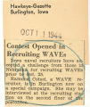 Contest opened in recruiting WAVES