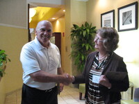 2012 Iowa Soil Conservation State Teacher Award Winner Nancy Carter and Des Momes, County SWCD Chairperson Maureen Hutchcroft 