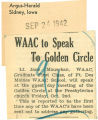 WAAC to speak to golden circle