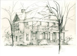 Drawing of Shambaugh House, The University of Iowa, 1950s