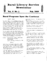 Rural Library Service Newsletter