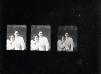 Three images of two women seated on lawn