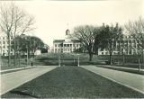 View looking east from Iowa Avenue toward Pentacrest, the University of Iowa, 1920s