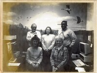 1987 Employees include front - Kathy Baughman, Dorothy Davis; back - Joe Skourup, Lisa Neidermayer, and Terry Cosby 