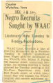 Negro recruits sought be WAAC