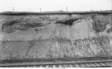 Section (2) of Buchanan Gravels folded and contorted by the Iowan Ice Sheet in the first Interurban cut, Iowa, late 1890s or early 1900s