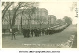 Inauguration Day procession on Washington St., The University of Iowa, May 12, 1917