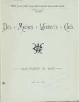 Des Moines Women's Club Memorabilia 1885-93 volume 1