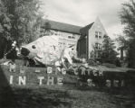 Alpha Delta Pi Homecoming lawn display,  ""M U - big catch in the I S Sea,"" 1953