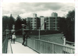 Bowen Science Building exterior from pedestrian bridge over Riverside Drive, The University of Iowa, 1972