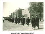 Commencement procession walking to Field House, The University of Iowa, June 1933