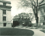 Old Armory with shed, the University of Iowa, circa 1920
