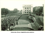 Induction ceremony on west portico of Old Capitol, The University of Iowa, 1920s