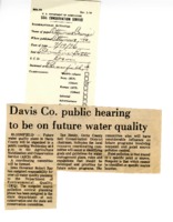 1976 - Davis County Public Hearing to be on Future Water Quality