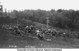 Cadets on ground during attack drill, The University of Iowa, May 21, 1918