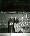 President Hilton and Coach Jim Meyers, Pep Barbeque, Homecoming, 1957