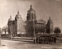 State Capitol of Iowa with Trolley 