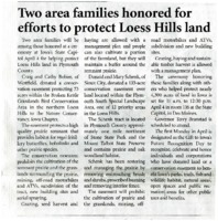 Two area families honored for <br />
efforts to protect Loess Hills land