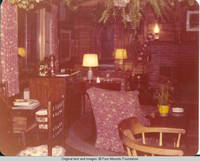 View of living room at night time