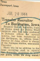 Transfer recruiter to Burlington, Iowa
