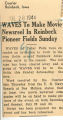 WAVES to make movie newreel in Reinbeck pioneer fields Sunday