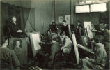 Life model sitting for students at easels, The University of Iowa, 1920s