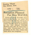 Reception planned for new WAVES