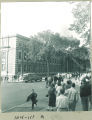 Crowd observing the Chemistry-Botany Building fire, The University of Iowa, September 1953