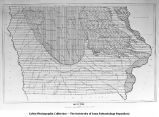 Map of Iowa showing the distribution of the Drift sheets, Iowa, late 1890s or early 1900s