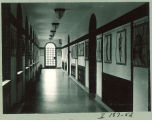 Drawings displayed in an Art Building corridor, the University of Iowa, 1950s?
