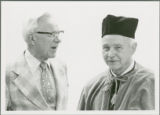 Earl O. Heady in his Polish honorary doctorate academic robes with William Murray, emeritus Professor of Economics, 1979
