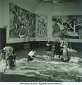 Students painting Picassoesque wall hangings, The University of Iowa, March 4, 1940