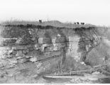 Quarry in Upper Coal Measures, old workings showing separation of stone into ledges, Earlham, Iowa, late 1890s or early 1900s