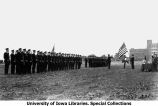 Engineers in formation near Armory during Governor's Day ceremony, The University of Iowa, 1931