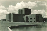Theatre Building and adjacent lagoon viewed from the northeast, The University of Iowa, June 1940