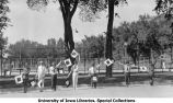Semaphore flag signaling practice near Armory, The University of Iowa, 1917