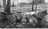 Boulders from the marginal moraine of the Wisconsin Drift Sheet, Clear Lake, Iowa, late 1890s or early 1900s